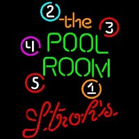 Strohs Pool Room Billiards Beer Sign Neon Sign