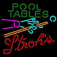 Strohs Pool Tables Billiards Beer Sign Neon Sign