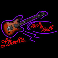 Strohs Rock N Roll Electric Guitar Beer Sign Neon Sign