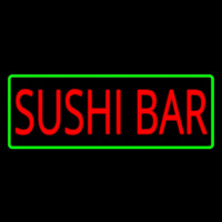 Sushi Bar With Green Border Neon Sign