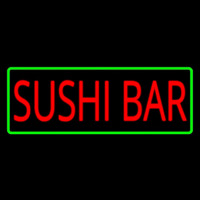 Sushi Bar With Green Border Neon Sign