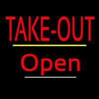 Take Out Open Yellow Line Neon Sign