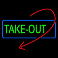 Take Out With Arrow Neon Sign