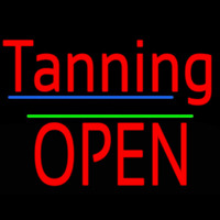 Tanning Block Open Green Line Neon Sign