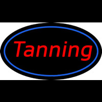 Tanning Oval Blue Border Neon Sign