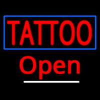 Tattoo With Blue Border Open Neon Sign