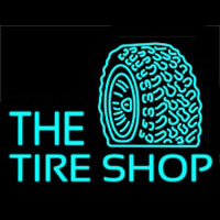 The Tire Shop Turquoise Logo Neon Sign
