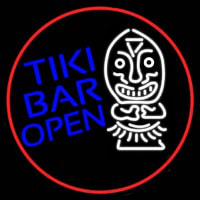 Tiki Bar Bamboo Hut Oval With Red Border Real Neon Glass Tube Neon Sign