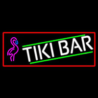 Tiki Bar Flamingo With Red Border Neon Sign