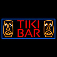 Tiki Bar Sculpture With Blue Border Neon Sign