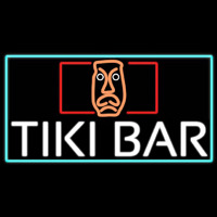 Tiki Bar Sculpture With Turquoise Border Real Neon Glass Tube Neon Sign