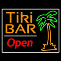 Tiki Bar With Palm Tree Open Neon Sign