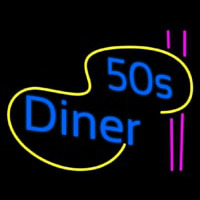 Turquoise 50s Diner Pink Lines Neon Sign