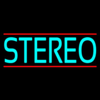 Turquoise Stereo Block Red Line Neon Sign