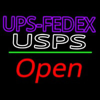 Ups Fede  Usps With Open 2 Neon Sign