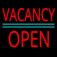 Vacancy Block Open Green Line Neon Sign