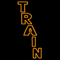 Vertical Orange Train Neon Sign