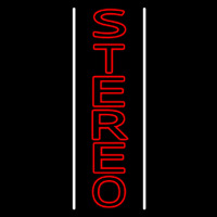 Vertical Red Stereo Block White Line Neon Sign