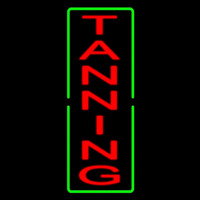 Vertical Red Tanning Green Border Neon Sign