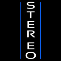 Vertical White Stereo Block Blue Line 1 Neon Sign