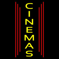 Vertical Yellow Cinemas Neon Sign