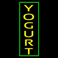 Vertical Yellow Yogurt With Green Border Neon Sign