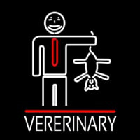 Veterinary Man And Cat Logo Neon Sign