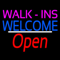 Walk Ins Welcome Open White Line Neon Sign