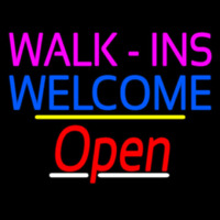 Walk Ins Welcome Open Yellow Line Neon Sign