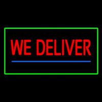 We Deliver Rectangle Green Neon Sign