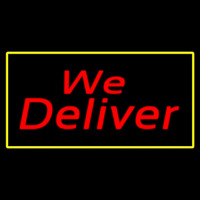 We Deliver Rectangle Yellow Neon Sign