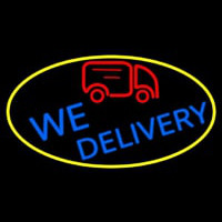 We Deliver Van Oval With Yellow Border Neon Sign