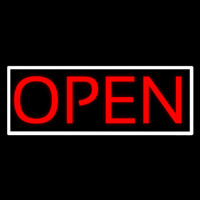 White Border Open Neon Sign