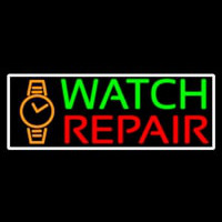 White Border Watch Repair With Logo Neon Sign