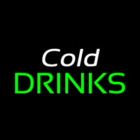 White Cold Drinks Green Neon Sign