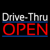 White Drive Thru Red Open Neon Sign