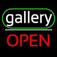 White Letters Gallery With Open 2 Neon Sign