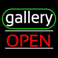White Letters Gallery With Open 3 Neon Sign