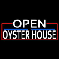 White Open Oyster House With Red Border Neon Sign