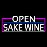 White Open Sake Wine With Pink Border Neon Sign
