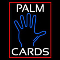 White Palm Cards Red Border Neon Sign