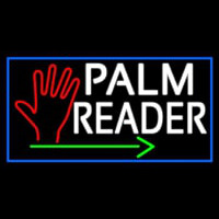 White Palm Reader With Green Arrow Neon Sign