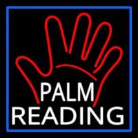 White Palm Reading Blue Border Neon Sign