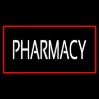 White Pharmacy Red Border Neon Sign