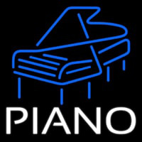 White Piano Blue Logo 4 Neon Sign