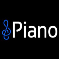 White Piano Music Note Neon Sign