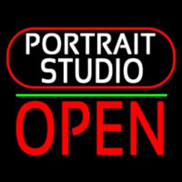 White Portrait Studio Open 1 Neon Sign