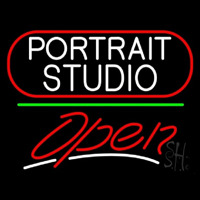 White Portrait Studio Open 3 Neon Sign