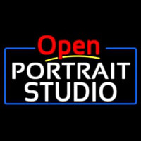 White Portrait Studio Open 4 Neon Sign