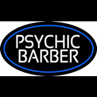 White Psychic Barber With Blue Border Neon Sign